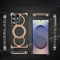 Étui de téléphone en alliage d'aluminium creux à dissipation thermique pour Samsung S26 S25 S24 S23 Ultra avec support rotatif magnétique sans cadre