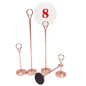 Chinese Restaurant Decorations Sale U-Shaped Stainless Steel Buffet Table Rose Gold Table Number Stands Wedding Parties Hotels