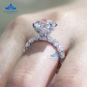 Igi-gecertificeerde CVD HPHT laboratorium gekweekte diamanten 14K/18K massief goud/witgoud verlovingsringen voor dames/heren - Product Image 5