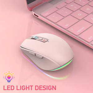 Chuột không dây có thể sạc lại 2.4G + bt5.1 Chuột chơi game RGB chế độ kép chuột tiện dụng 4 DPI tùy chọn với thiết kế đèn LED màu hồng trắng - Product Image 6