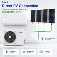 Climatiseur mural hybride AC/DC double alimentation 9000 BTU, connecté au réseau solaire, avec panneau PV couplé directement pour le refroidissement domestique