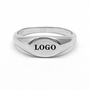 Tốt Tùy Chỉnh Hình Bầu Dục Khắc Tên Logo 925 Sterling Bạc Trống Dấu Hiệu Nhẫn Phụ Nữ Người Đàn Ông Đồ Trang Sức Đám Cưới Đảng - Product Image 1