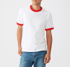 T-shirt pour homme de haute qualité, personnalisé, été, nouveau, couleur contrastée, col rond, coton, sport, manches courtes - Product Image 1