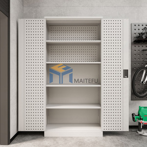 Heavy Load Metal <strong>Tool</strong> <strong>Cupboard</strong> With Inner Pegboard Adjustable Shelves For Workshop <strong>Tool</strong> Management - Product Image 1