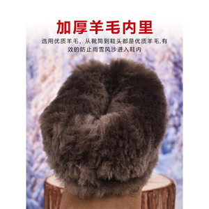 Bottes de neige en laine pour hommes, en cuir épais, antidérapantes, chaudes, résistantes au froid, bottes Martin, chaussures en coton du nord-est - Product Image 1