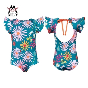 Vacances à la plage enfants mignon volants bretelles une pièce maillot de bain 2025 cravate dos nu petites filles maillots de bain - Product Image 3