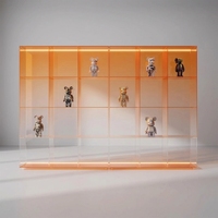 Maßgefertigter Acryl-Hersteller: Gradient-Orange Acryl-Vitrine, Modulares Würfelregal für Spielzeug- und Figurenaufbewahrung