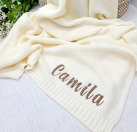 Couverture bébé tricotée personnalisée, cadeau brodé pour une fête de naissance, nom monogrammé, cadeau doux pour nouveau-né