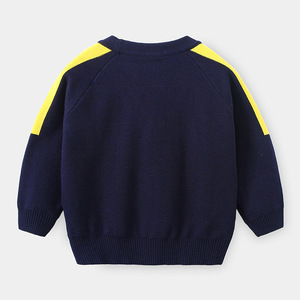 2023 automne nouveaux garçons <span class=keywords><strong>Cardigan</strong></span> à la mode couleur unie une pièce coton pull bouton rayure mignon enfants vêtements livraison directe - Product Image 2