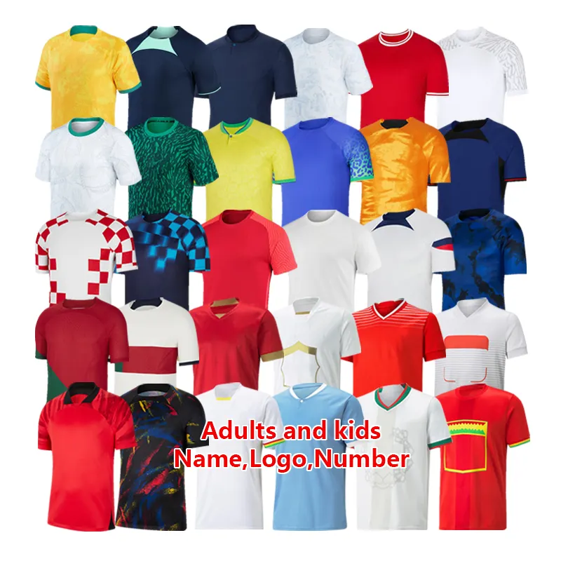 Camiseta de fútbol de alta calidad, modelo nuevo 2023, camiseta de fútbol auténtica, camiseta de equipo nacional del mundo, 2022