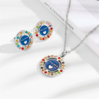 Collier et ensemble de bijoux en acier inoxydable plaqué or 18 carats avec pendentif cœur style fantaisie pour maman, cadeau de fête des mères pour femme