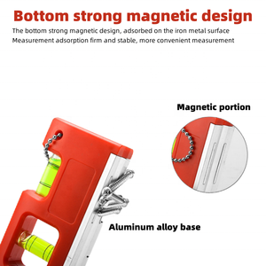 Niveau à bulle magnétique carré de 4 pouces, mini, en aluminium, à suspendre, pour usage domestique, robuste et pratique - Product Image 2