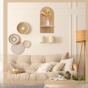 Boho style wall-mounted display rack, <b>pine</b> wood hanging rack, cross-border Bohemian wall-mounted bookshelf - Product Image 2