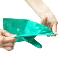 Gants industriels résistants aux produits chimiques de 13 pouces, 15 MIL, gants en nitrile verts, doublure floquée
