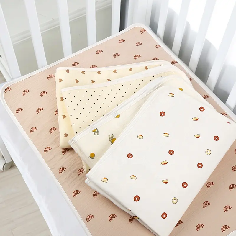 Waterproof Crib Bedding Mat Baby Organic Muslin Blanket For Infants Newborns Diaper Changing Pad