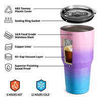 Gobelet de voyage personnalisé avec logo, 30 oz, revêtement poudré, double paroi, isolation sous vide, en acier inoxydable, avec couvercle