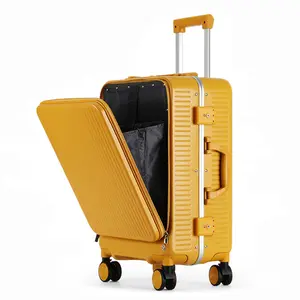 Pailox前开放式行李箱USB充电行李箱防刮擦防水abs拉杆箱男女通用