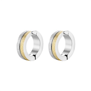 Boucles d'oreilles créoles en acier inoxydable pour hommes, anti-ternissement, avec breloque, style clip-on - Product Image 5