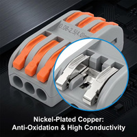 Connecteur à sertissage rapide résistant au feu, 2/3 broches, en cuivre nickelé, pour le raccordement des fils électriques d'éclairage LED