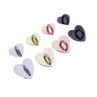 Aksesoris Casing HP DIY Cincin Perekat Berlapis Emas Logam Pengait Kancing Jepret Gantungan Rantai HP Berbentuk Hati Unisex