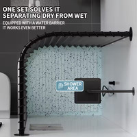 Rideau de Douche en Polyester à Crochets Magnétiques Double Face, Réglable, Disponible en Plusieurs Tailles pour un Confort Optimal dans la Salle de Bain