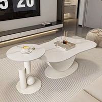 Juego de Mesa de Centro Stone Moon, Estilo Moderno y Minimalista de Lujo Ligero, para Sala de Estar, Apartamento Pequeño, Mesa de Té Ovalada Creativa de Estilo Nórdico