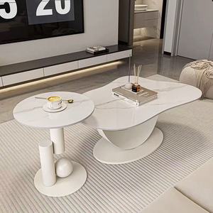 Set <span class=keywords><strong>di</strong></span> Tavolini da Caffè Stone Moon, Stile <span class=keywords><strong>Moderno</strong></span> Minimalista <span class=keywords><strong>di</strong></span> Lusso, per Soggiorno Nordico, Appartamento Piccolo, Tavolino da Tè Ovale Creativo - Product Image 4