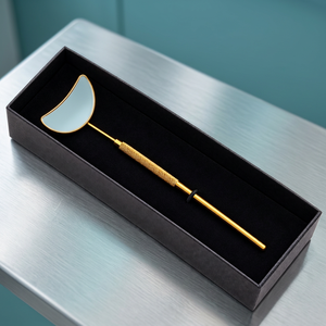 Gold Plated Handheld Makeup <b>Mirror</b> 3X <b>Magnifying</b> Single Side Metal Frame - Product Image 2