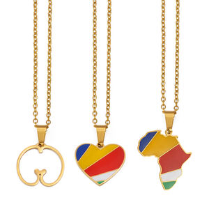 Collar con Colgante de Bandera de Seychelles Africana con Diseño de Coco de Mer y Corazón, Joyería # 565062 - Product Image 4