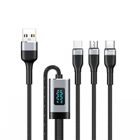 OEM 100W 5A Affichage numérique intelligent Nylon rapide Tressé 3 en 1 USB A à Type C iP Mic USB-C Multifonction USB 2.0 câble de données