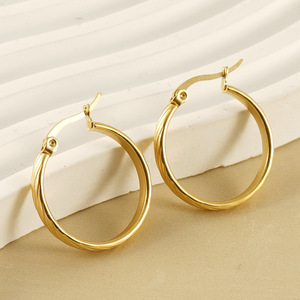 ZOGXIN Gold Hoop Earrings Geometric Round Shape For Women Gift Jewelry - Product Image 3