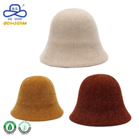Chapeau cloche en chenille personnalisé OEM, bonnet côtelé en bouclette, crème, vintage, pour femme, vente en gros