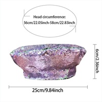 Vente en gros, 3 MOQ, chapeau béret à paillettes irisées réversibles violettes, pour festivals de musique, soirées, plage, extérieur, unisexe