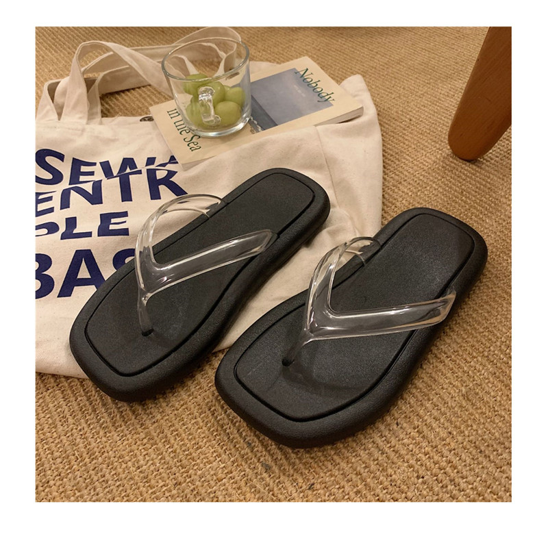 Transparent Belt Thong Flip-flops Women Summer Soft Sole Beach Flip Flops Slippers
