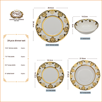 Service de table en porcelaine de luxe Karosa 24 carats en or, vaisselle en céramique, assiettes, bols, ensembles de bols, ensembles de table