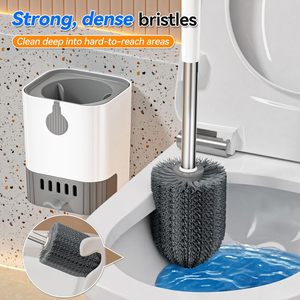 Brosse de nettoyage WC murale en TPR souple avec support – Brosse de toilette en silicone pour salle de bain - Product Image 3