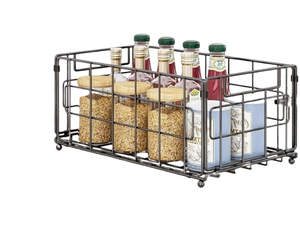Steel Double <b>Pull</b>-<b>Out</b> <b>Basket</b> Drawer Multi-Function Foldable Easy Assembly for Bedroom Dining Supermarket Living Room Hotel Use - Product Image 3