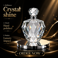 Flacon de parfum de luxe en cristal de 0,6 mètre de haut, présentoir à 32 facettes, miroir en acier inoxydable, résistant aux chocs, réfracteur de parfum