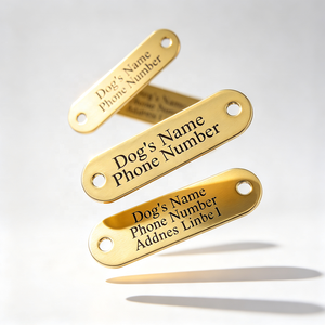 Personalized <b>Stamped</b> Brass Dog Tag Rectangular <b>Metal</b> Pet Nameplate with 2 Holes for Collar Attachment - Product Image 6