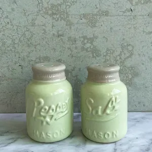 Home Goods Kitchenware Eco-Friendly Sugar Salt Pepper Shaker Jars Storage Set Modern Custom Logo Ceramic Spice Jars