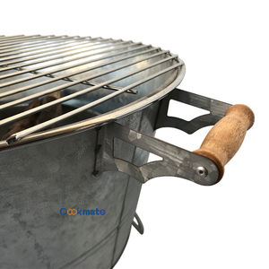 Barbecue portable en métal <span class=keywords><strong>avec</strong></span> plateau à charbon et poignée en <span class=keywords><strong>bois</strong></span>, support de seau pour barbecue - Product Image 4