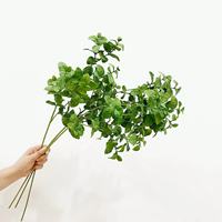 Tanaman Hijau Buatan Nordik, Daun Mint, Daun Dekoratif untuk Rangkaian Bunga, Ornamen Ruang Tamu, Alat Peraga Fotografi