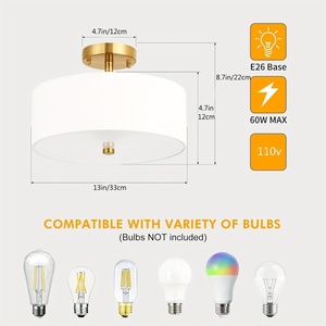Ronde Messing Plafondlamp Voor Binnenshuis Verlichting Gemonteerd Slaapkamer Woonkamer Plafondlicht Ronde Stof Kroonluchter