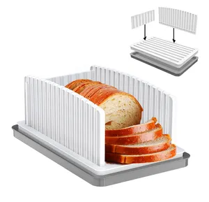 Hausgemachter Upgrade manueller Brotschneider Halter Werkzeug Toast-Schneider Form Brot-Schneidegerät einstellbarer Plastik-Brotschneider mit Tray