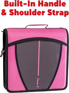 Classeur à anneaux Mighty Zip Tab de Case-it, 3 pouces avec anneaux en O, 5 onglets de couleur, bandoulière et poignée, accessoires pour classeur extensible - Product Image 4
