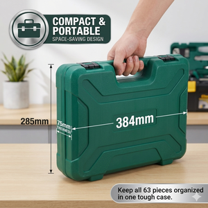 ชุดเครื่องมือช่างมืออาชีพ 63 ชิ้น, เครื่องมือช่างที่ออกแบบตามหลักสรีรศาสตร์สำหรับการซ่อมแซมในครัวเรือน, ชุดอุปกรณ์ฮาร์ดแวร์เหล็กความแข็งแรงสูง - Product Image 5