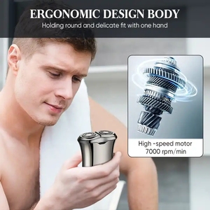 เครื่องโกนหนวดโลหะแบบใบมีดคู่หมุนได้สำหรับผู้ชาย ขนาดพกพา จอ LCD แสดงผล เครื่องตัดขนแบบพกพาไร้สาย เครื่องโกนหนวดสำหรับเดินทาง IPX6 - Product Image 6