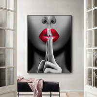 Peinture sur toile de fille fumant aux lèvres rouges sexy, affiches murales, impressions, décoration moderne pour la maison, art sur toile en gros