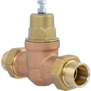 Vanne de régulation de <span class=keywords><strong>pression</strong></span> à double union - Connexion à sertir de 1 pouce, réglable de 10 à 70 PSI, construction en laiton, compatible <span class=keywords><strong>eau</strong></span> chaude et <span class=keywords><strong>froide</strong></span> - Product Image 1