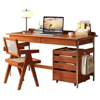 Escritorio Moderno para Oficina en Casa con Estante de Almacenamiento Integrado y Silla Ergonómica para Estudiar y Trabajar desde Casa